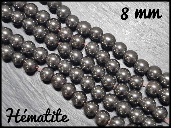 Hématite ronde en fil - 8mm