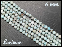 Larimar ronde en fil - 6mm