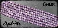 Lépidolite ronde en fil - 6mm