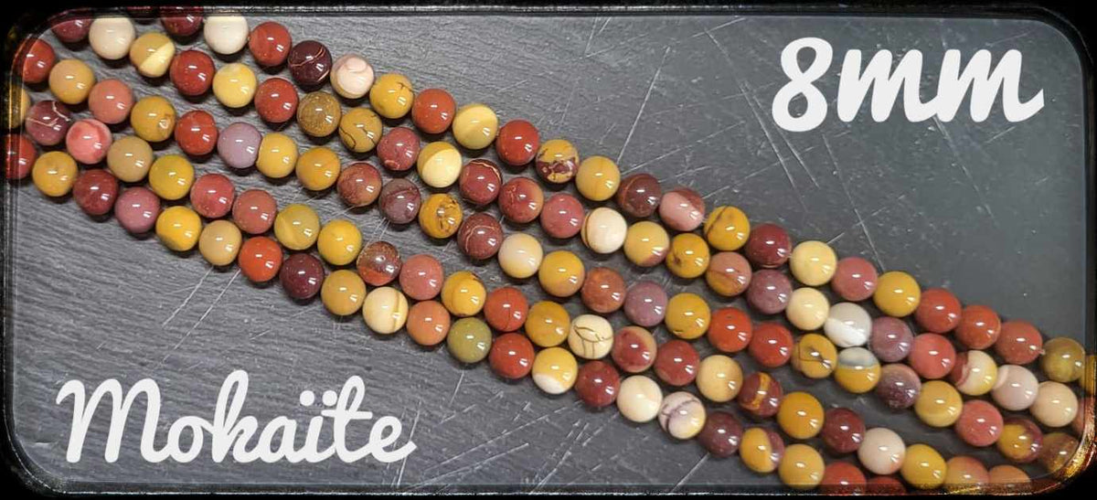 Lot De Perles En Pierre Jaspe Mokaite Olive - 35 Pièces Environ - Tailles 8-13mm - Fil D'environ 39cm - Création Bijoux