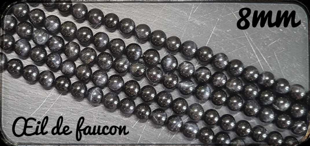 20 Perles Oeil De Faucon 8mm - Gemme Naturelle, Couleur Marron Oeil De Tigre