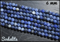 Sodalite ronde en fil - 6mm