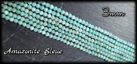 Amazonite bleue facettée en fil - 3mm