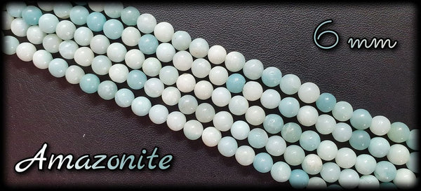 Amazonite ronde en fil - 6mm