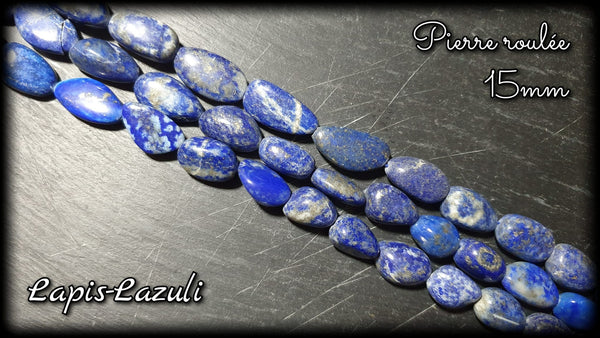 Lapis Lazuli roulée percée en fil - 15mm