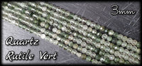 Quartz rutile vert facettée en fil - 3mm