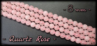 Quartz rose ronde en fil - 8mm