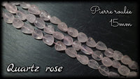 Quartz rose roulée percée en fil - 15mm